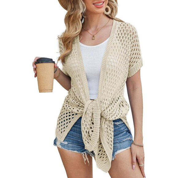 GRACE KARIN Women's 2025 Summer Crochet Cardigan, Open Front, Lightweight Beach - Picture 1 of 7